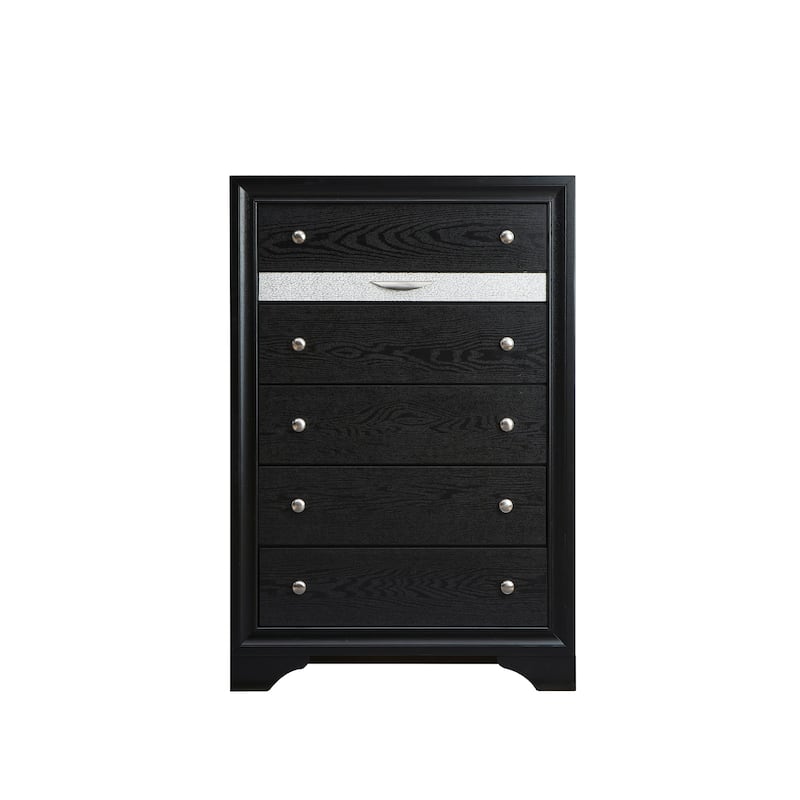 Madrid 6-Drawer 34 in. W Chest of Drawers - Black