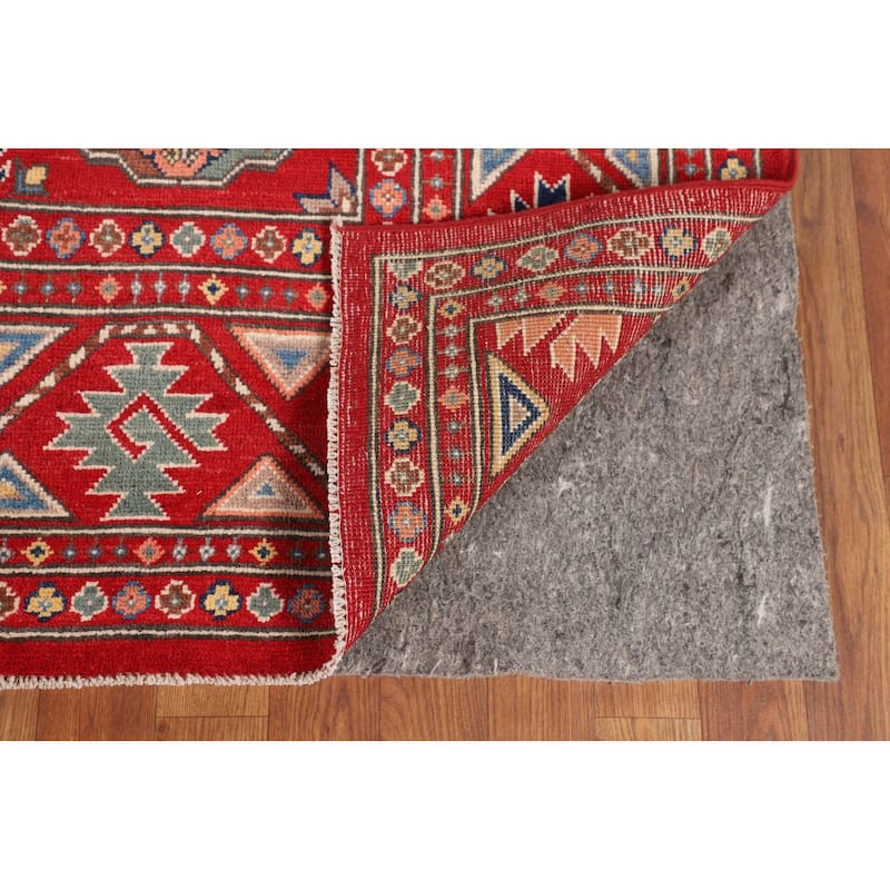 All-Over Red Kazak Oriental Area Rug Hand-Knotted Wool Carpet - 6'7" x 9'7"