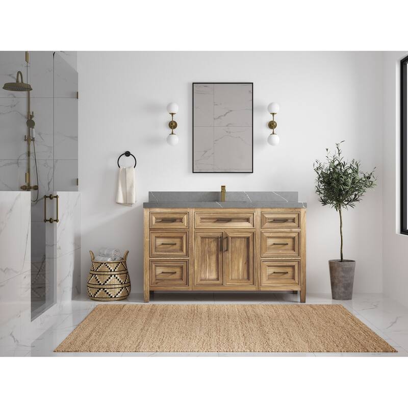 Willow Collections 60 in. W x 22 in. D Santa Monica Teak Single Sink Bathroom Vanity with Countertop