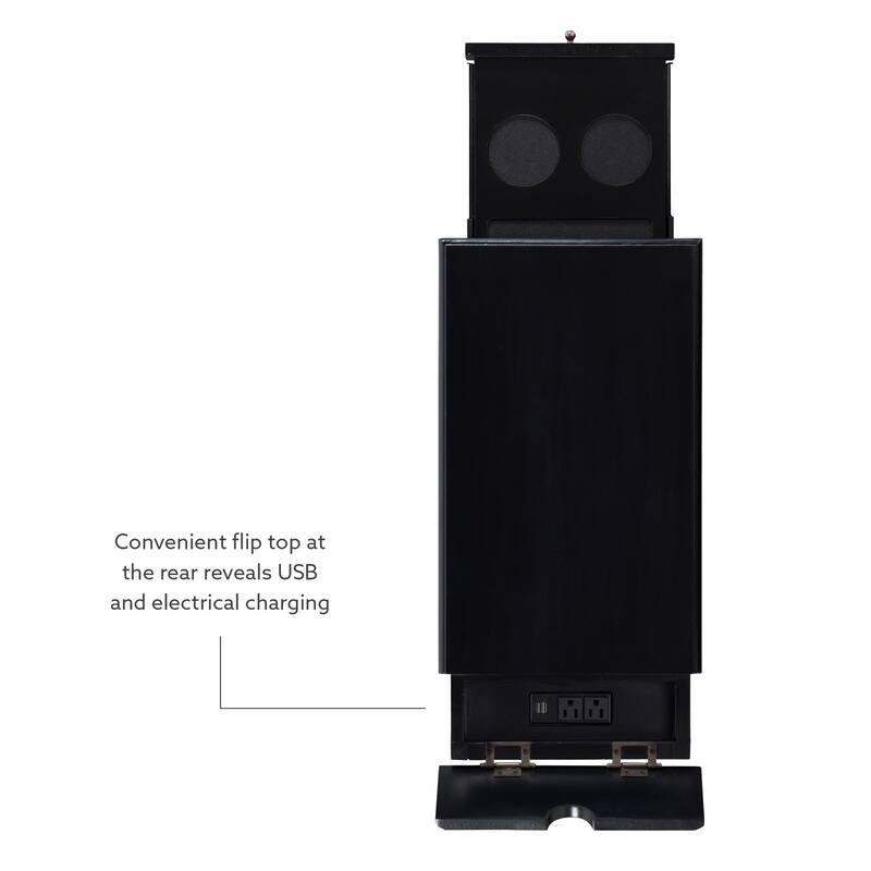 Rectangular Accent Table with USB and Storage Compartment - 24" - Black