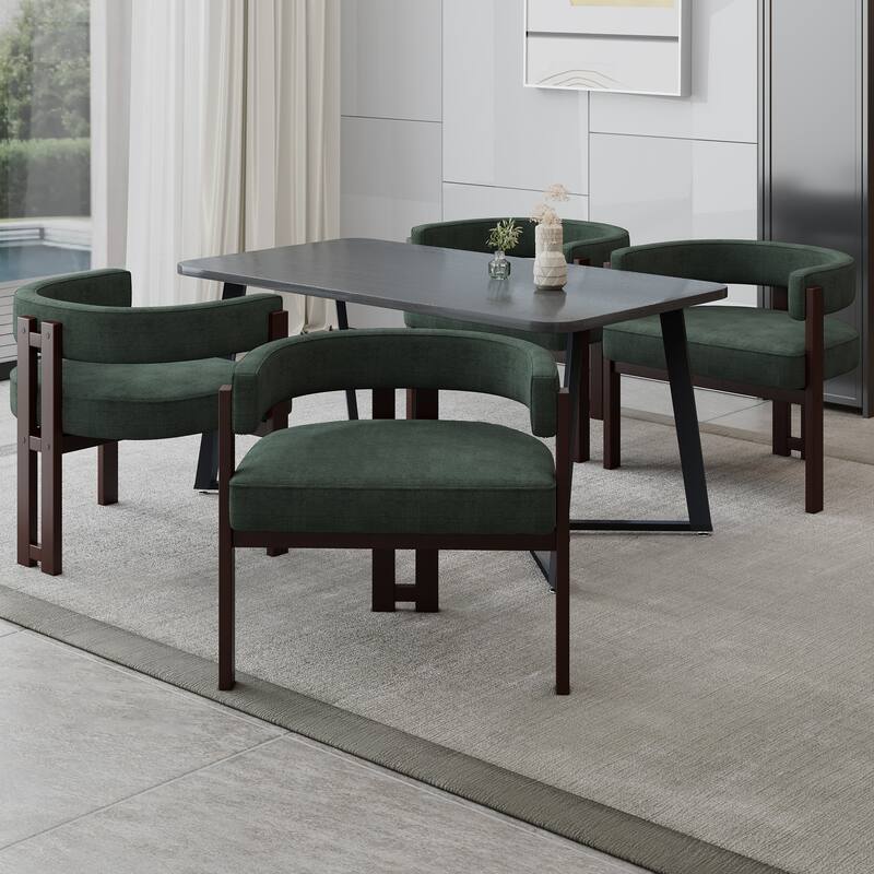 Modern Accent Chair, Upholstered Armchair with Open Back, 3 Legs Barrel Dining Chair Comfy Casual Side Chair Set of 2