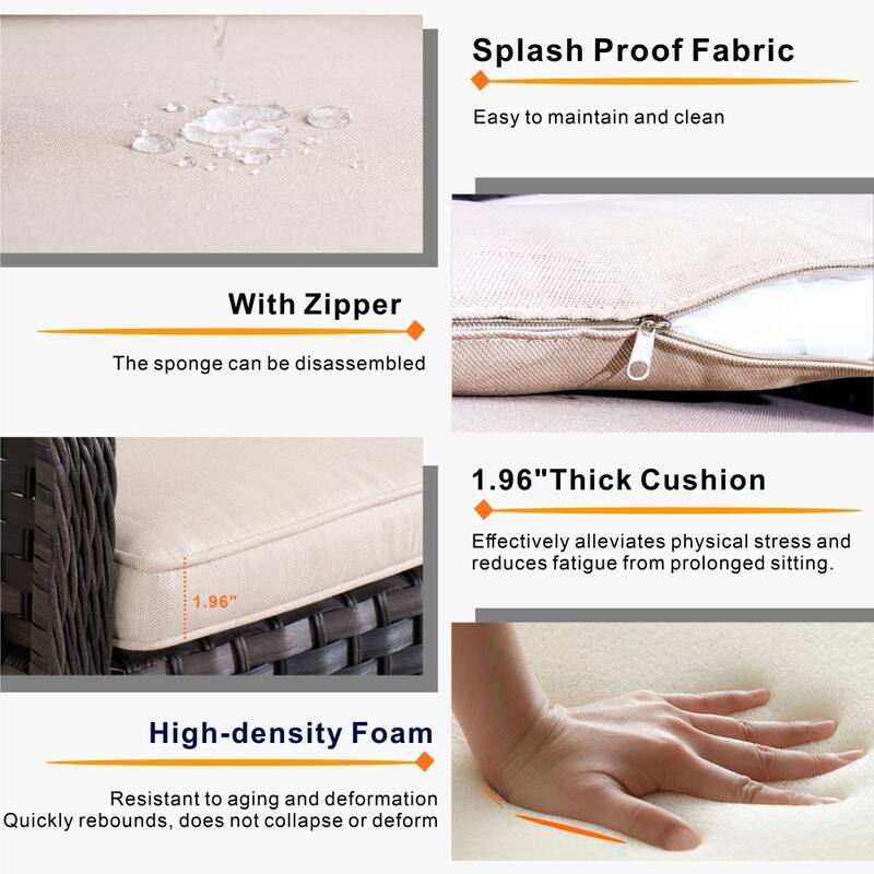 2-piece Modern Patio Aluminum Frame Wicker Dining Chairs