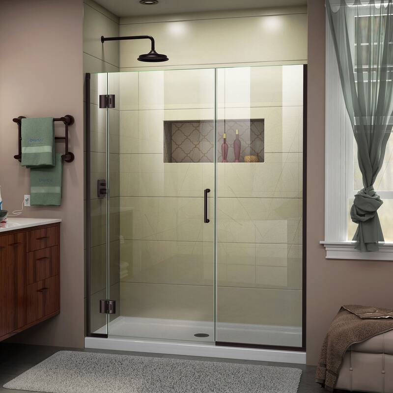 DreamLine Unidoor-X 59-59 1/2 in. W x 72 in. H Frameless Hinged Shower Door - 59" - 59.5" W - Oil Rubbed Bronze Finish