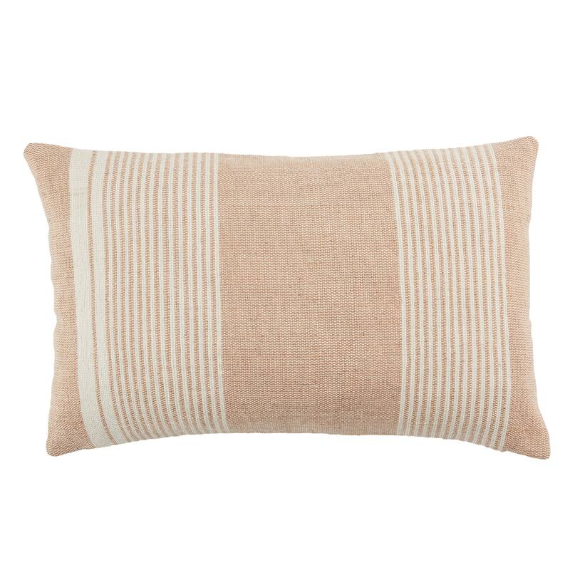 Ladonna Indoor/ Outdoor Striped Lumbar Pillow - 13"X21" Cover Only - Tan/Ivory