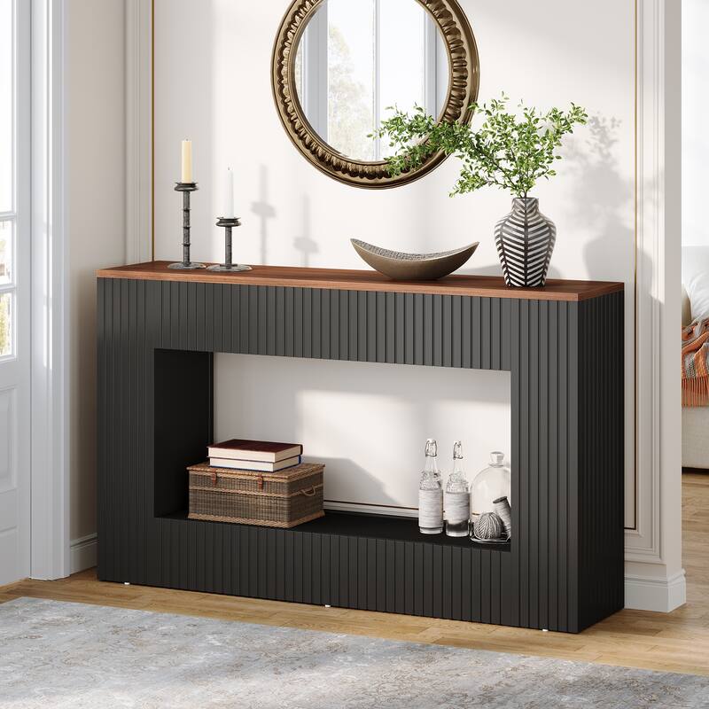 2 Tier Modern Console Table, 55'' Entryway Table with Storage