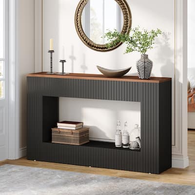 55-Inch Modern Console Table with Storage, 2-Tier Narrow Long Sofa Table Behind Couch Table for Entryway