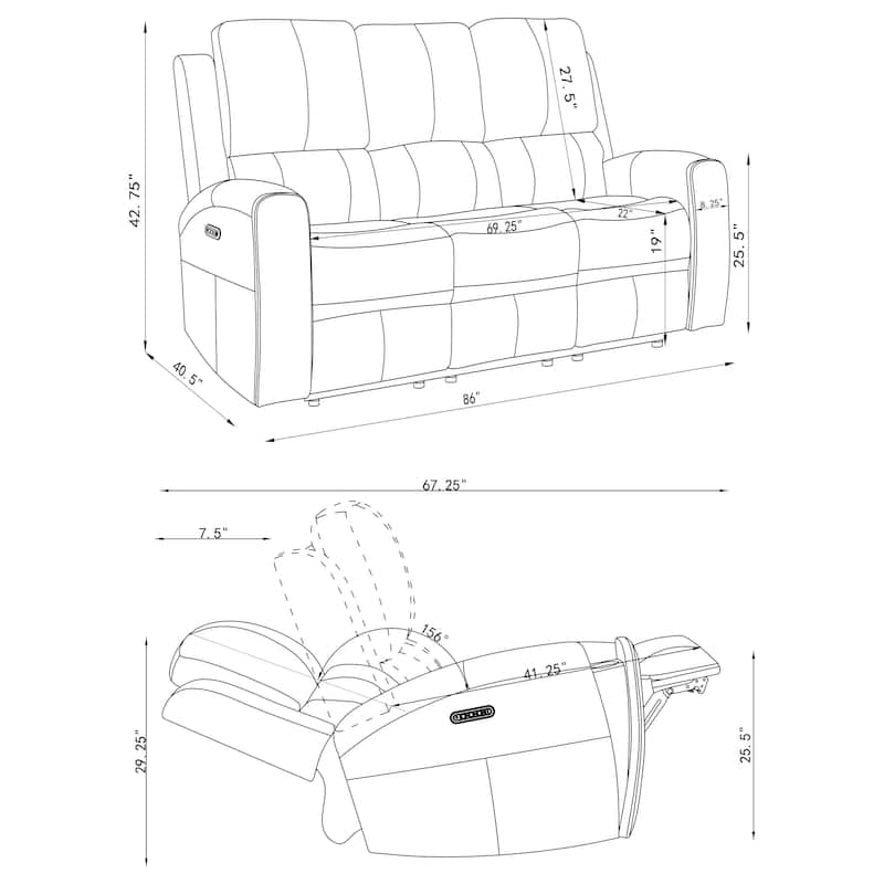 Brickston Triple Power Reclining Sofa Set