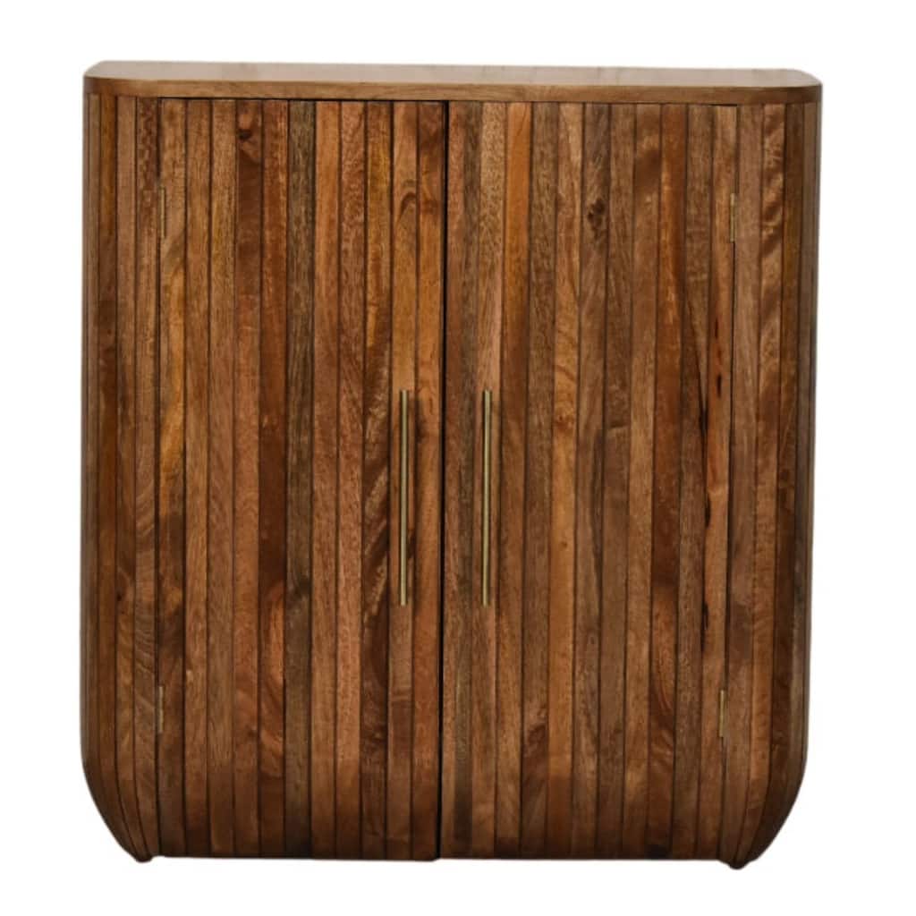 Artisan Furniture Solid Wood Fluted Curve Cabinet, Brown