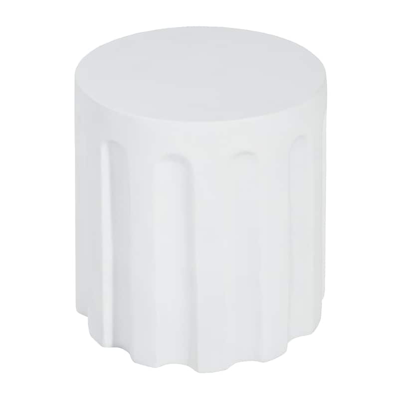 Christopher Knight Home - 15.75'' Modern Cylindrical Concrete Accent Side Table with Vertical Groove Design - White
