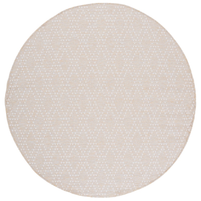 SAFAVIEH Sunset Jenja Indoor/Outdoor Washable Backyard Patio Rug - 6'7" Round - Beige/Yellow