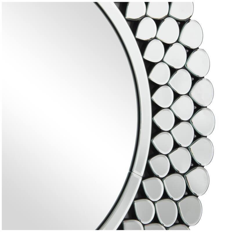 Glass Starburst Room Wall Mirror with Teardrop Embellishment - Silver - Roche River Decor