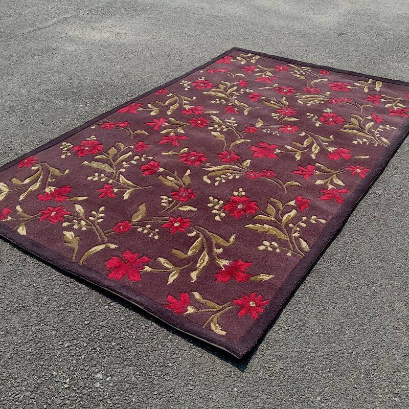 HERAT ORIENTAL 4'9 x 7'7 Handmade Contemporary Floral Wool Rug - 4'9" x 7'7"