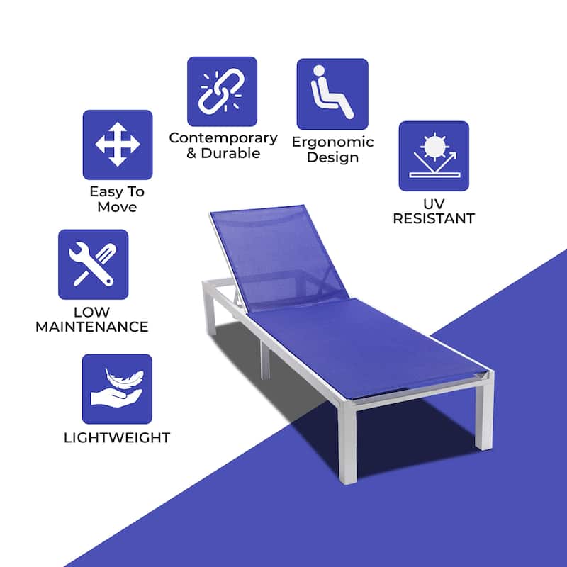 Aluminum Beach Pool Sun Lounge Chair Sling Mesh Fabric Reclining Stackable Lounger Chair