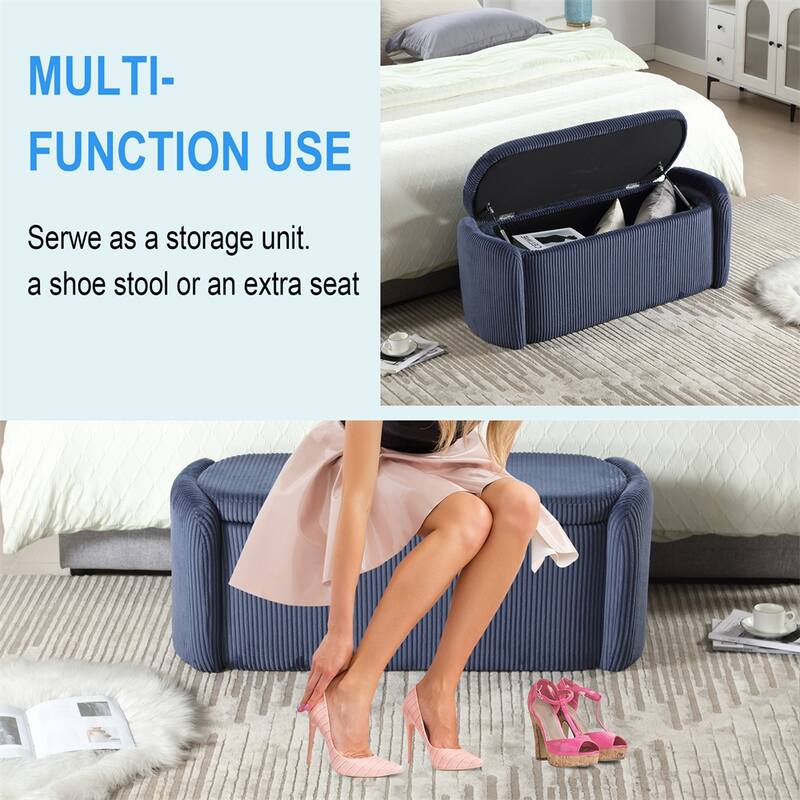 Storage Ottoman,Bedroom End Bench,Upholstered Fabric Storage Ottoman