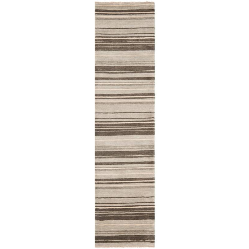 SAFAVIEH Couture Hand-knotted Tibetan Gulsevim Modern Wool Rug with - 2' x 8' Runner - Silver/Multi
