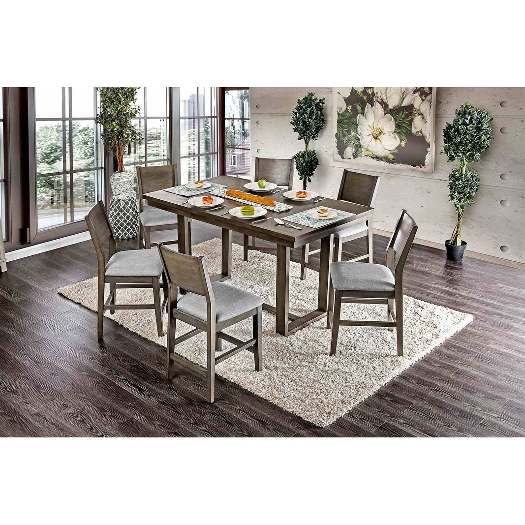 7pc Counter Height Set Gray Finish Table and Chairs