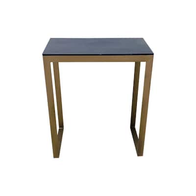Rectangular Aluminum Side Table - 22" - Black and Brass Tone