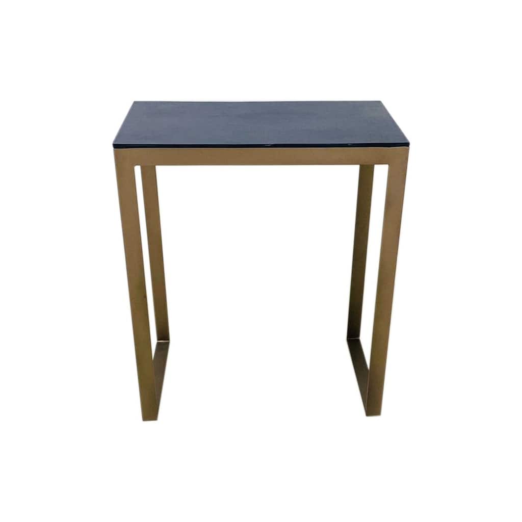 Rectangular Aluminum Side Table - 22" - Black and Brass Tone