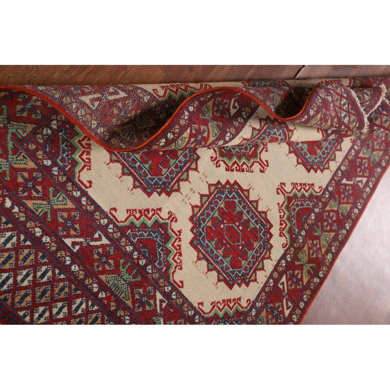 Geometric Kazak Oriental Foyer Rug Handmade Wool Carpet - 3'3"x 4'9"