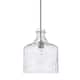 1-Light Clear Water Glass Shade Pendant - Brushed Nickel
