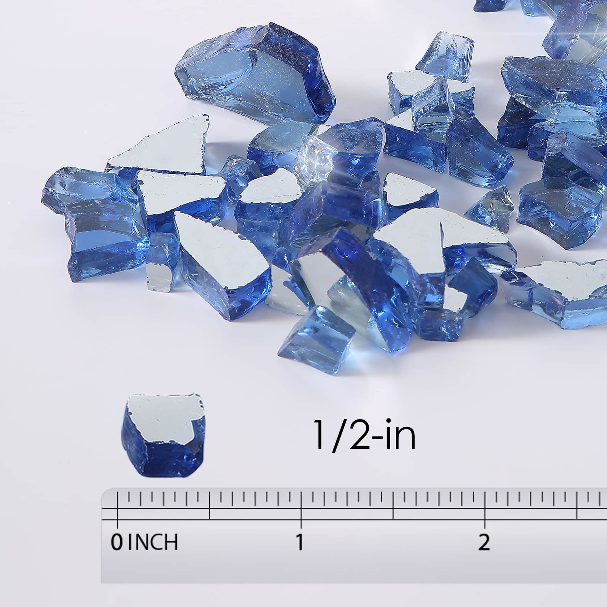 10 lbs. 1/2in Blue Reflective Tempered Fire Glass for Gas Fire Pit