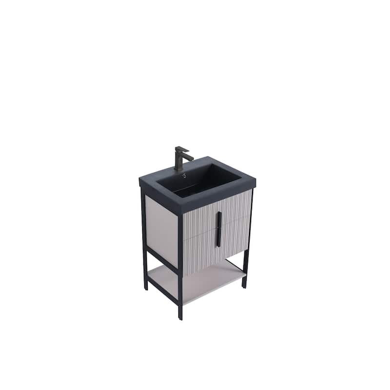 Fine Fixtures Serenity Modern Bathroom Vanity with Black Gel Acrylic Top