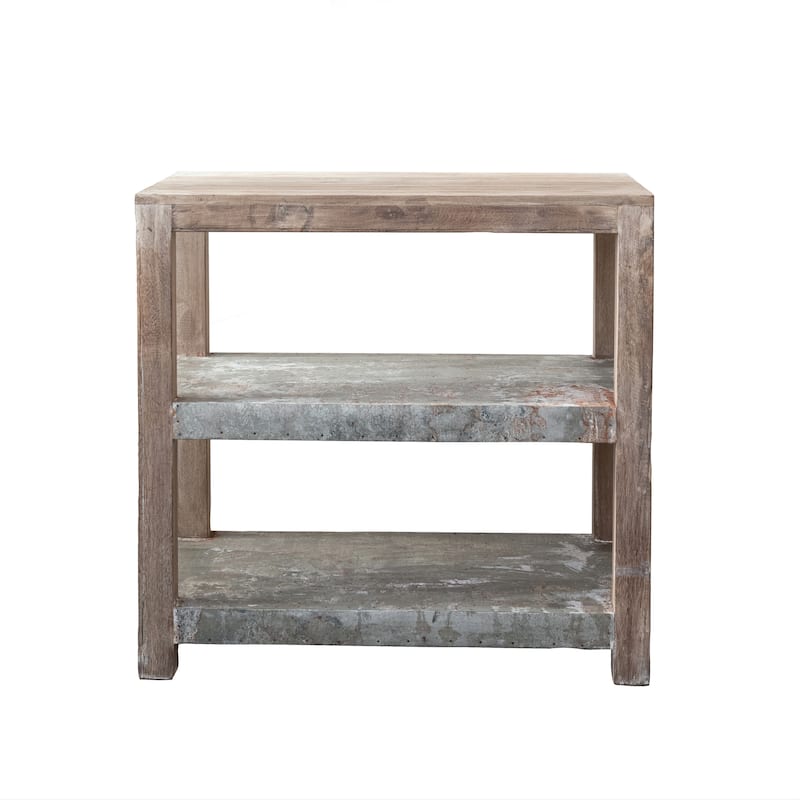 Reclaimed Wood and Metal Clad Credenza with 2 Shelves