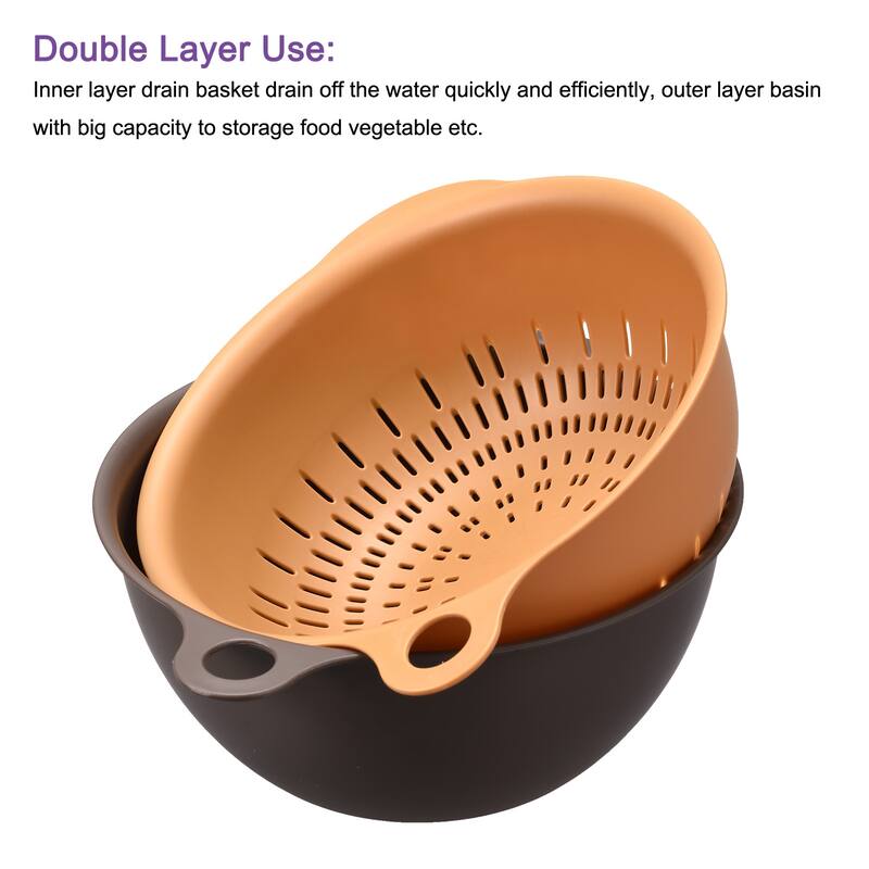 Strainer Colander Bowl Set, Small Double Layer Drain Basin and Basket - 24cm x 20cm x 9cm