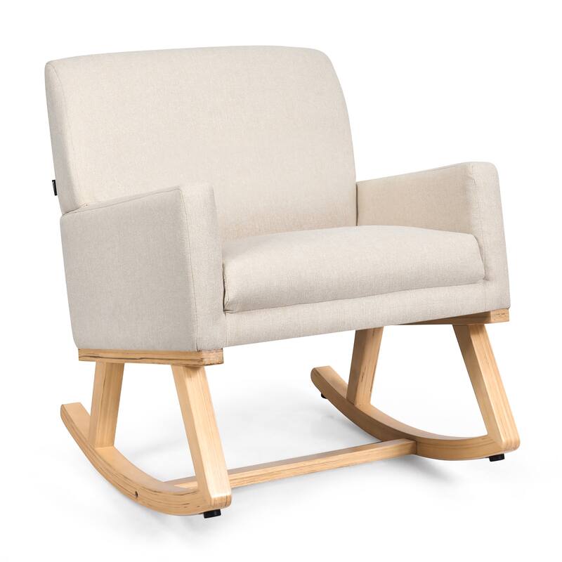 Costway Modern Upholstered Rocking Chair Rocking Armchair for Living