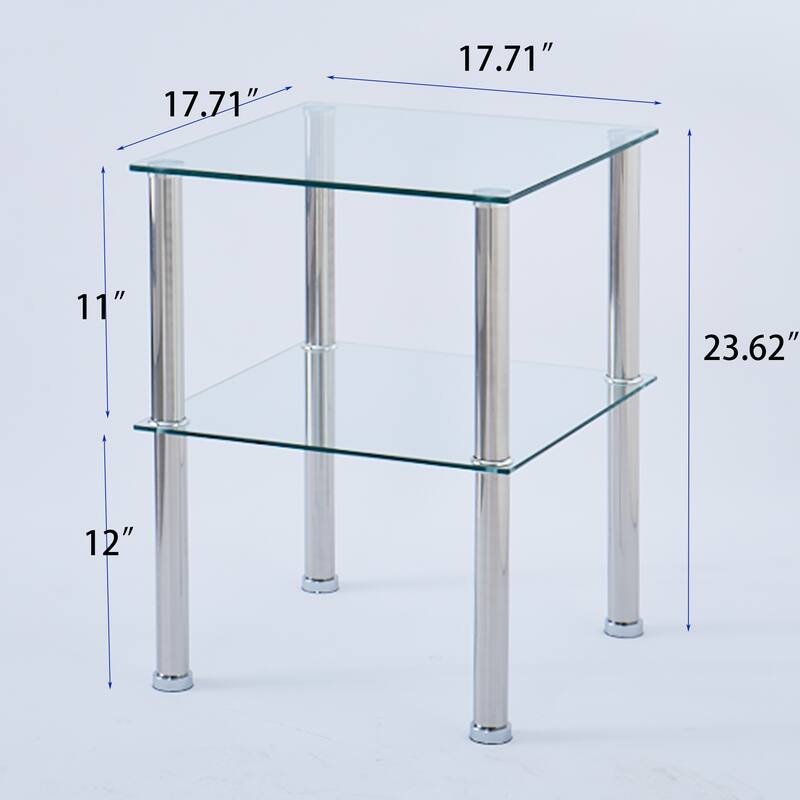 Modern 2-Piece Clear Side Table Set – 2-Tier Storage End Tables for Living Room‌