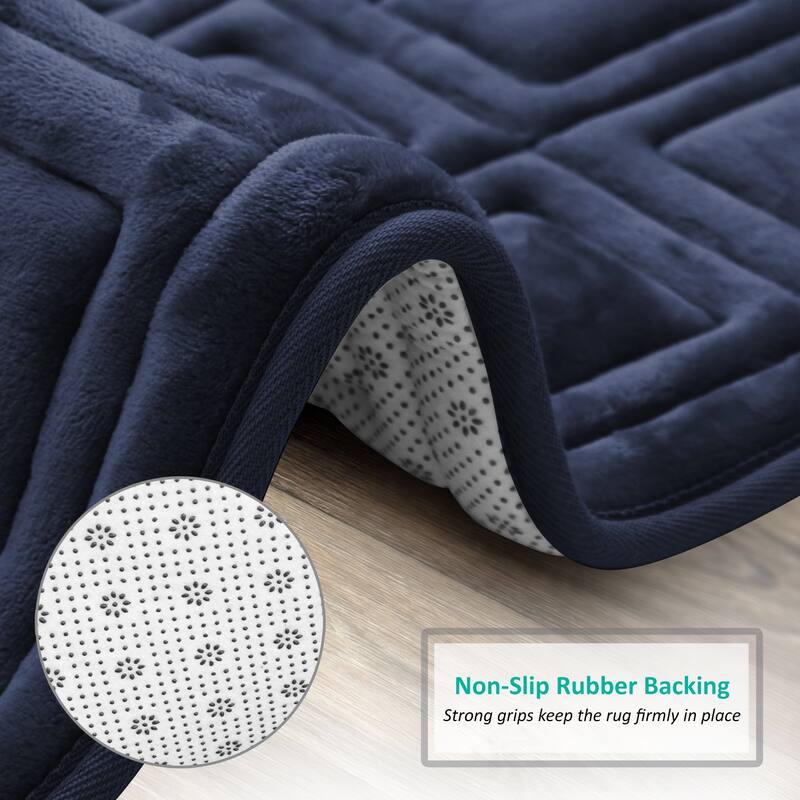 Clara Clark Ultra Soft Non Slip and Absorbent Bath Rug - Waffled Velvet Memory Foam Bath Mat