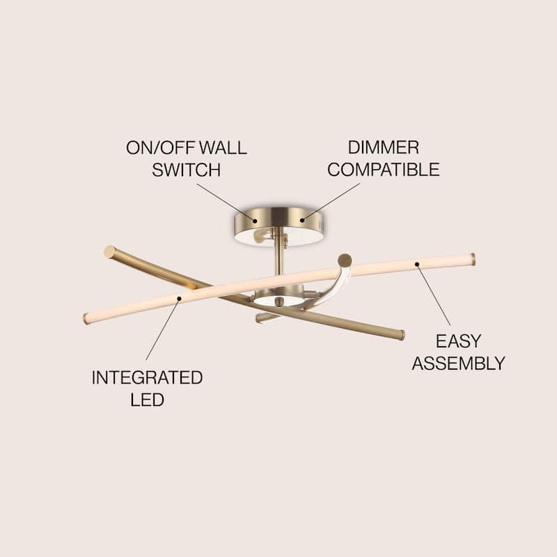 Orion Modern Metal Integrated LED Semi Flush Mount, by JONATHAN Y