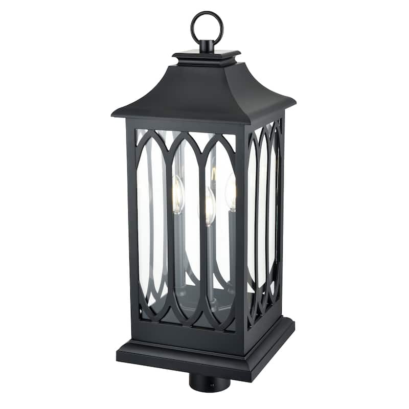 Mallorey 3-Light Outdoor Post Lantern Powder Coated Black - Powder Coated Black