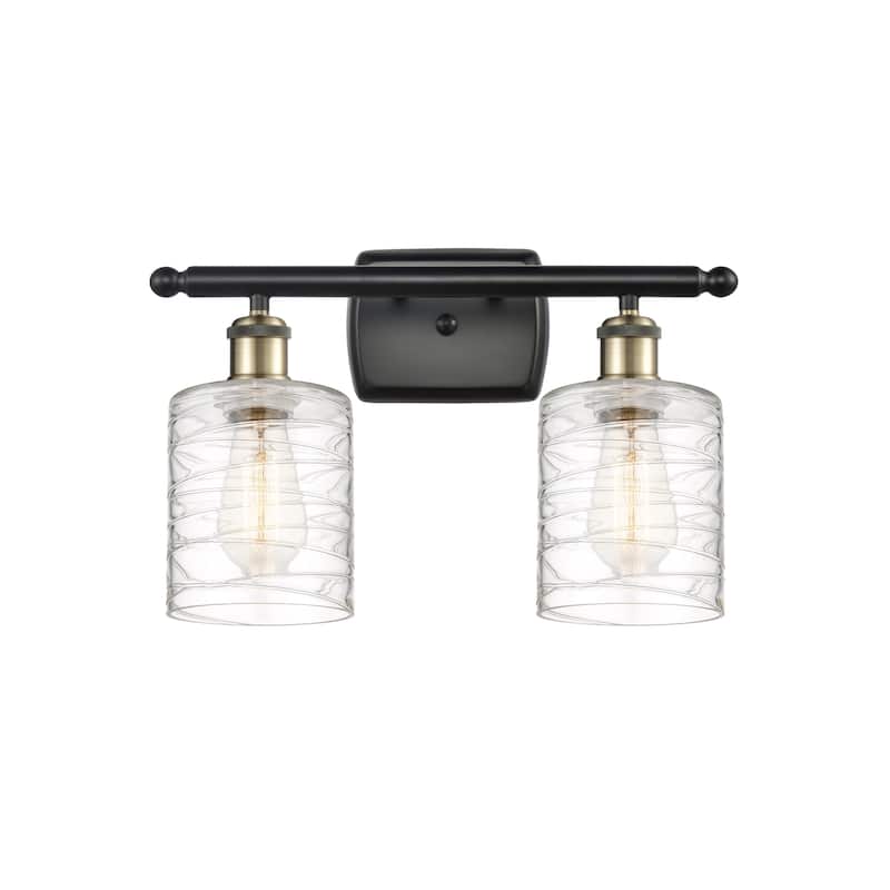 Innovations Lighting 516-2W-9-16 Cobbleskill Vanity Cobbleskill 2 - Black Antique Brass / Deco Swirl