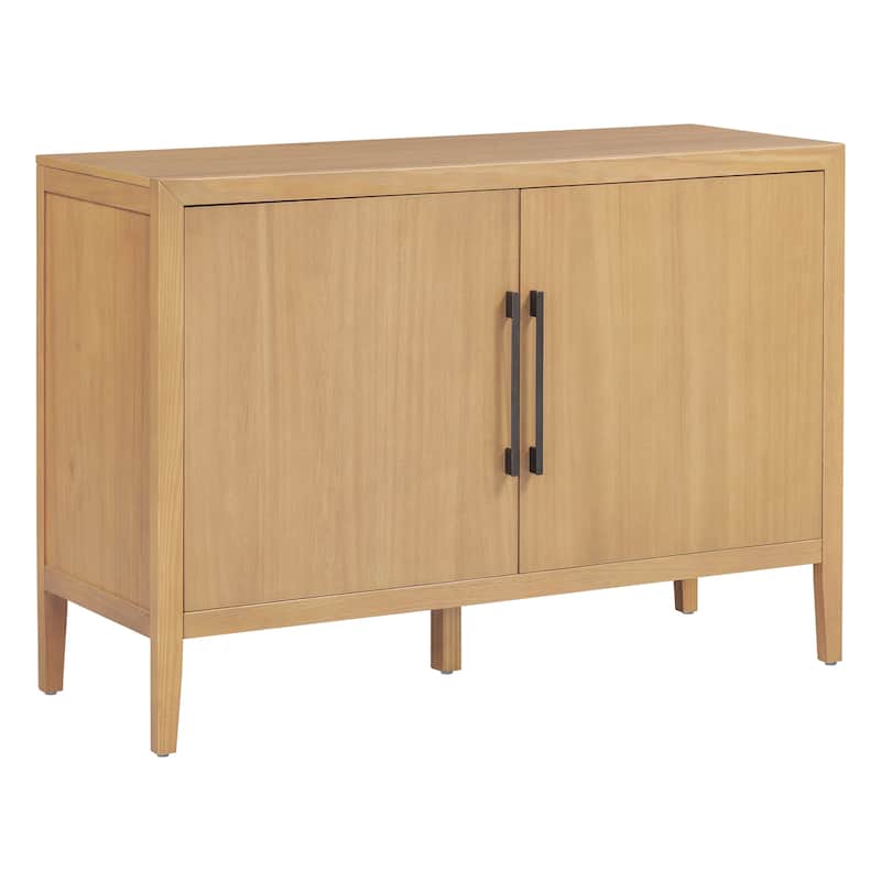 47.25"Sideboard with Pine Veneer and 2 Doors, Retro Buffet with Adjustable Feet, Wooden Storage Cabinet with Metal Handles