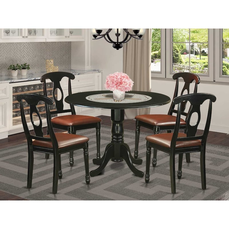 Coastal Kitchen Table Set - 3 Piece Dining Set - Modern Asian Hardwood Table & Chairs