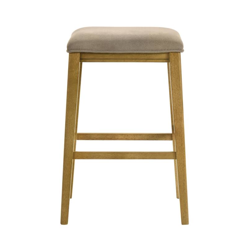 Jane Contemporary Transitional Backless Wood Counter Height Kitchen Bar Stool with Fabric Upholstered Seat