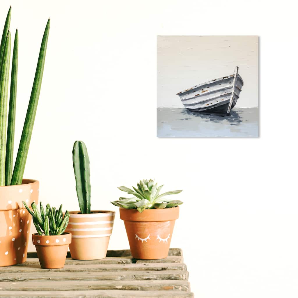 Wynwood Studio Canvas Nautical and Coastal Our Boat White and Antique White Rustic Wall Art Canvas Print