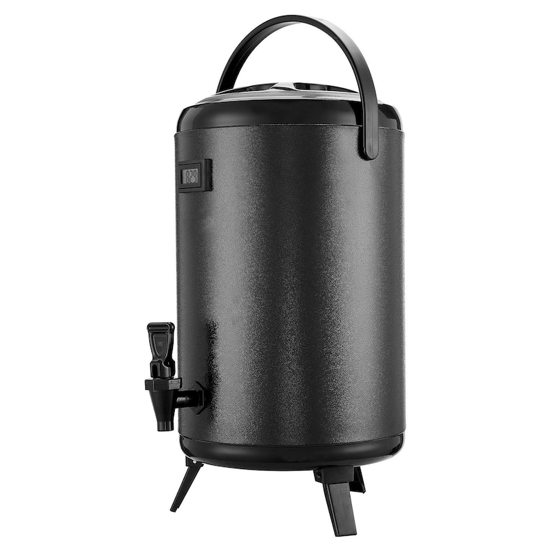 3.2 Gal Stainless Steel Insulated Beverage Dispenser with Temp Display for Hot Cold Drink Serve - 9.45 x 9.45 x 14.57 inch