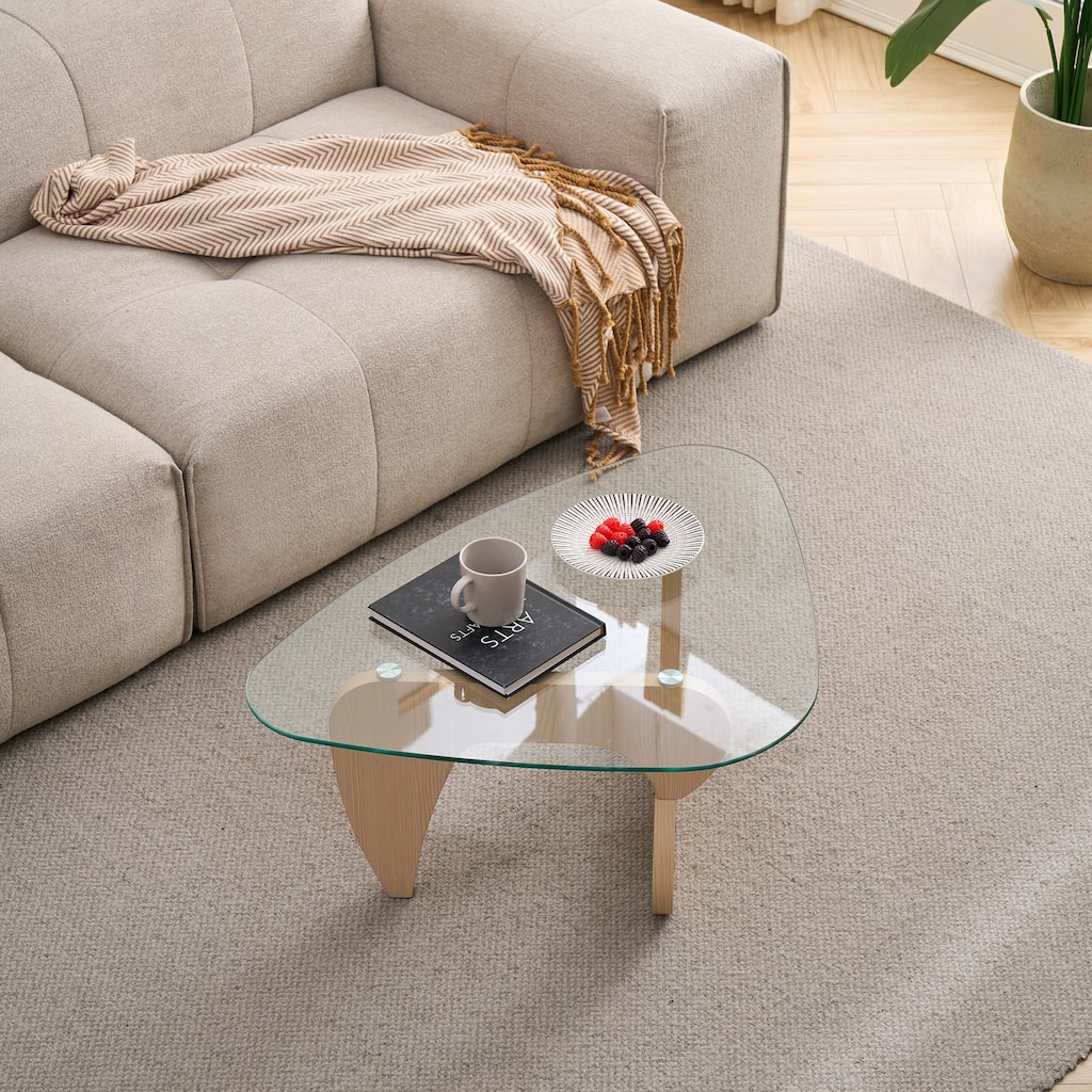 Farmhouse Glass Top Small Coffee Tables, Wood Center Table
