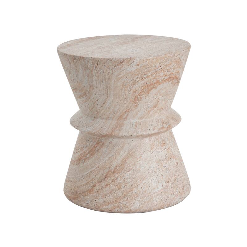 Roomfitters Outdoor Indoor Lightweight Side Table, Modern Accent End Table with Travertine Finish