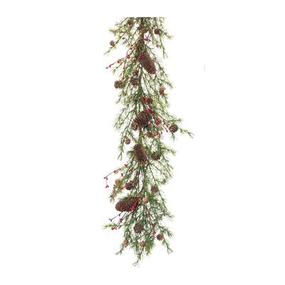 Pine Cone Berry Twig Garland (Set of 2) - Green