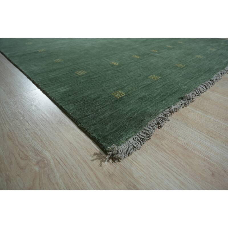 Hand-Knotted Wool Green Contemporary Transitional Rug - Modern Elegance and Timeless Craftsmanship