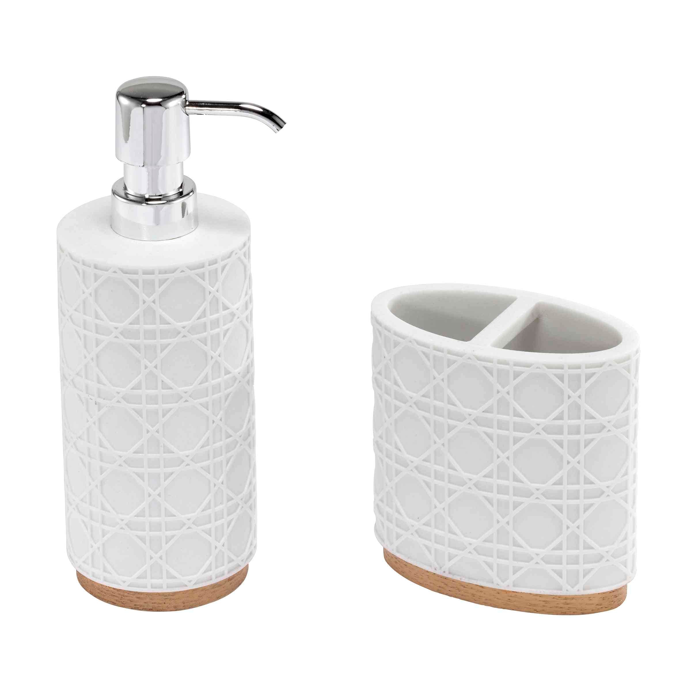 Nicole Miller Lena Toothbrush Holder & Lotion Dispenser Set - 2 Pc Accessory Set