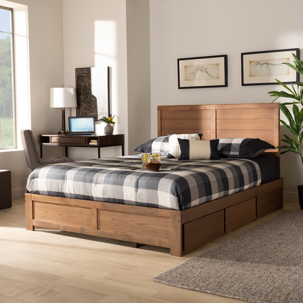 Lisa Ash-brown Finished Wood 3-drawer Platform Storage Bed