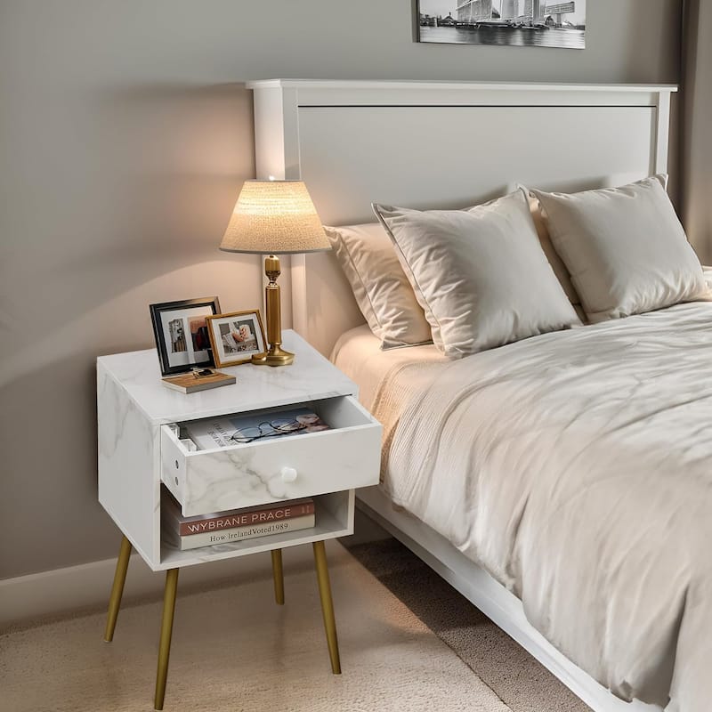 VECELO Upholstered Bedroom Set Upholstered Bed Frame with Nightstand Set of 2