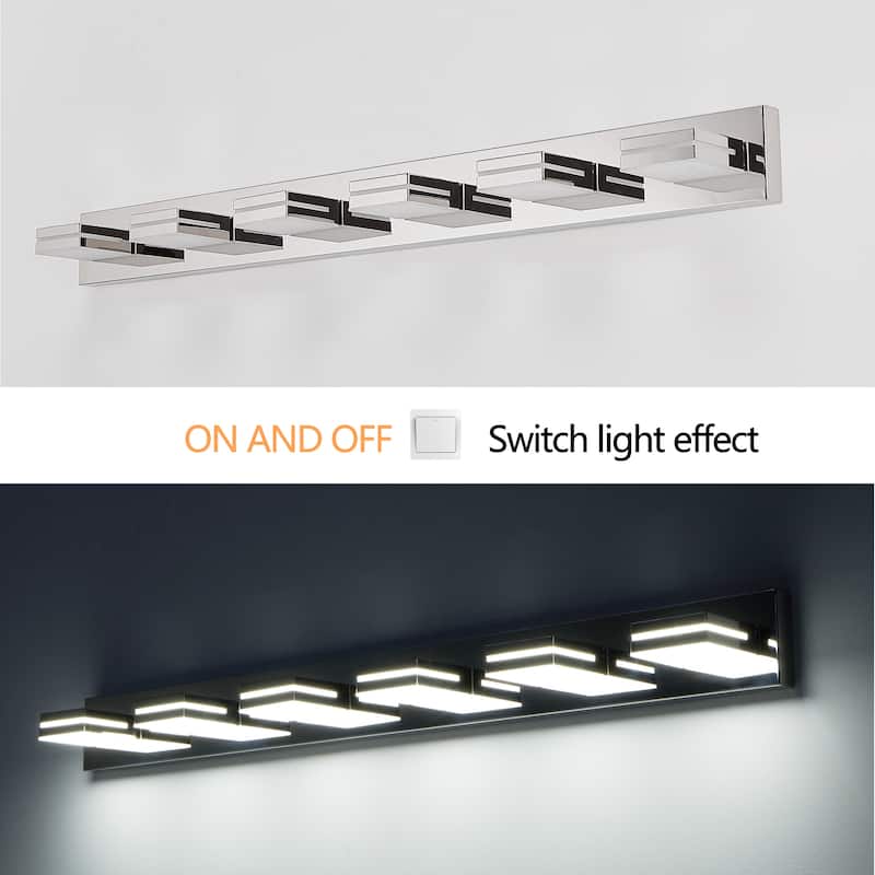 6-Light Chrome LED Vanity - Modern - Bathroom Mirror