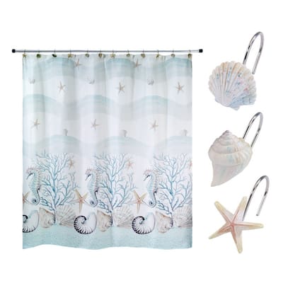 Avanti Coastal Terrazzo Shower Curtain & Shower Hook Set - Multicolor