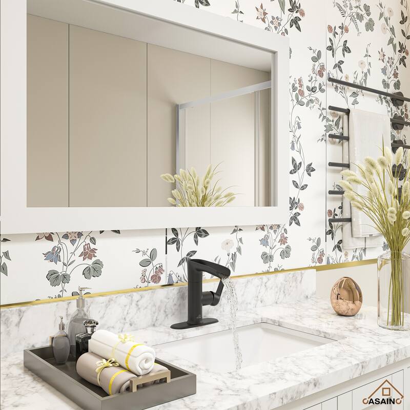 Single Handle Single Hole Bathroom Vanity Sink Waterfall SpoutBathroom Faucet