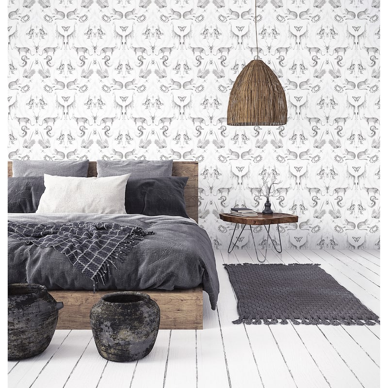 Galerie Wallcoverings Bazaar Jungle Menagerie Damask Non-woven Metallic Wallpaper Roll